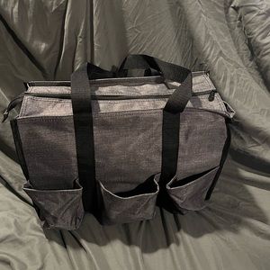 Thirty-One Zip-Top Organizing Utility Tote - Charcoal Crosshatch